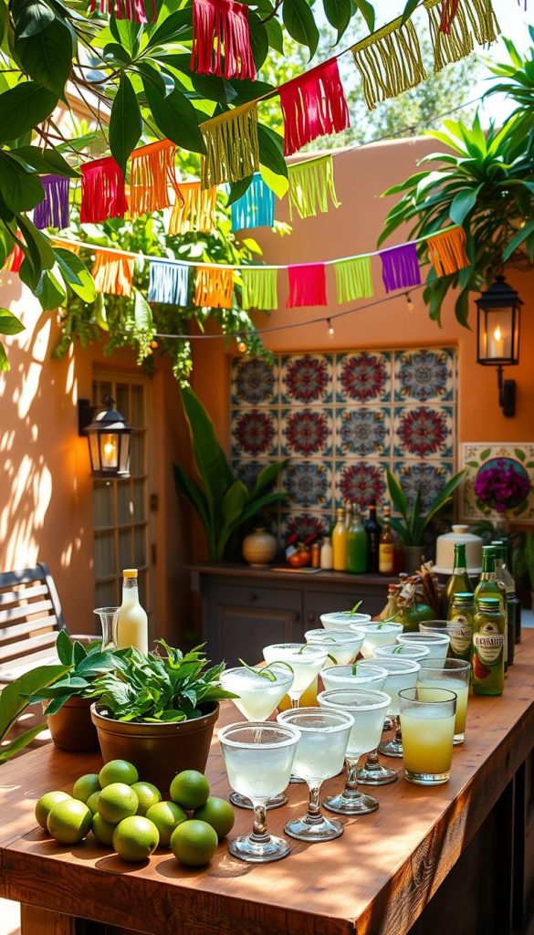Mexican bridal shower margarita bar