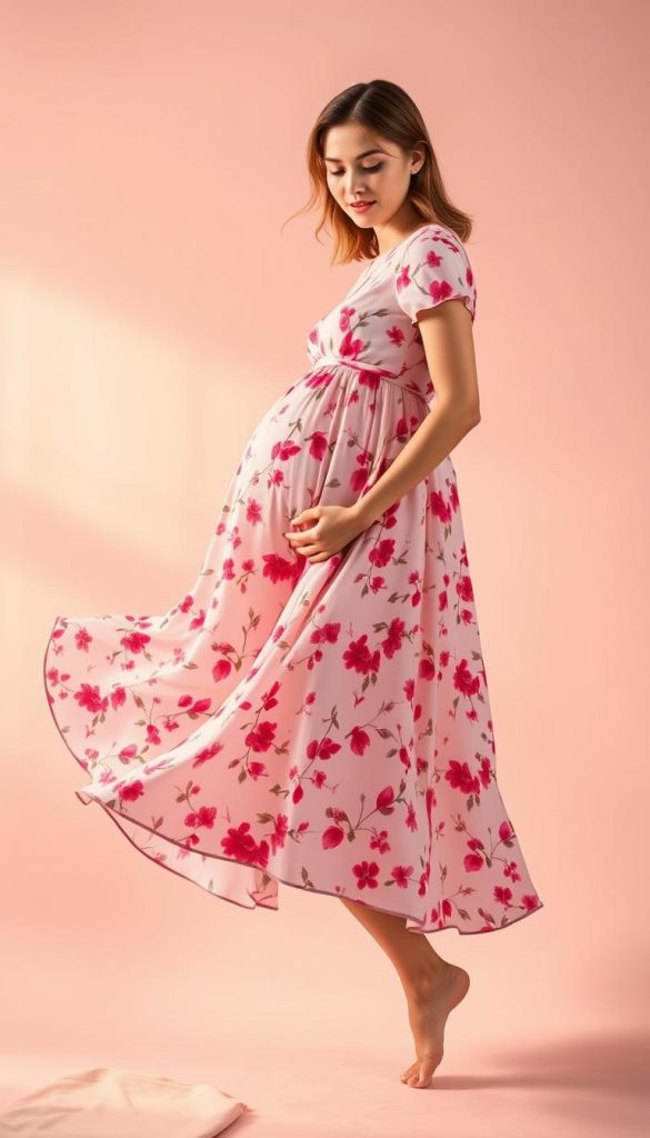 cherry print maternity dress