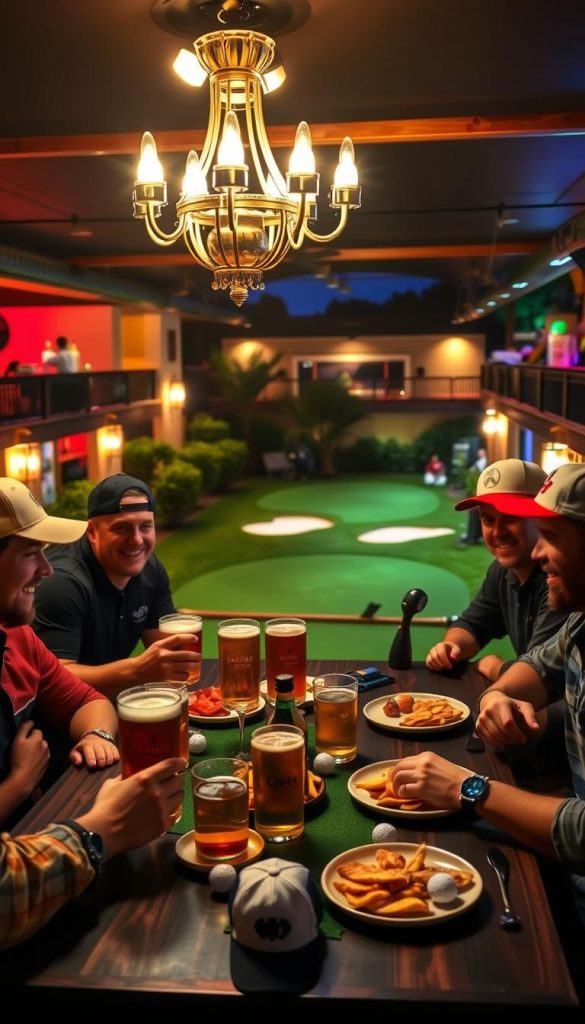 golf-themed bachelor party evening entertainment