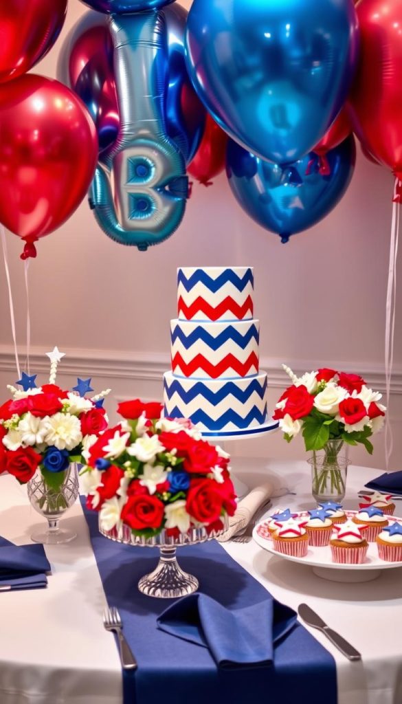 red white and blue baby shower