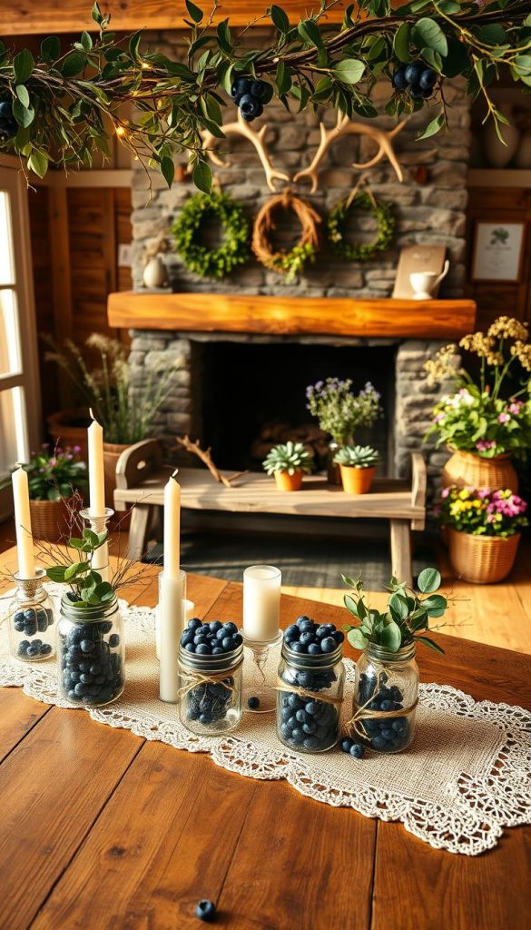 rustic blueberry baby shower decor