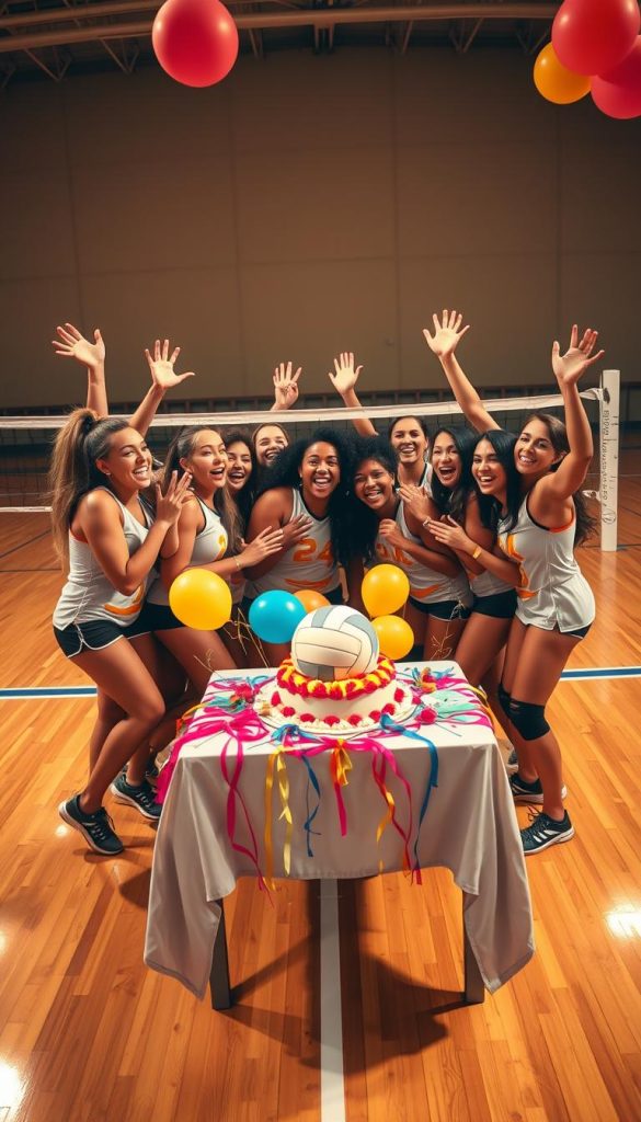 team spirit volleyball celebration