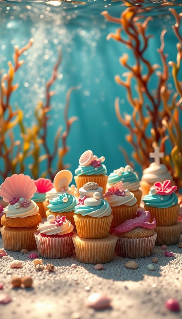 under-the-sea cupcake displays