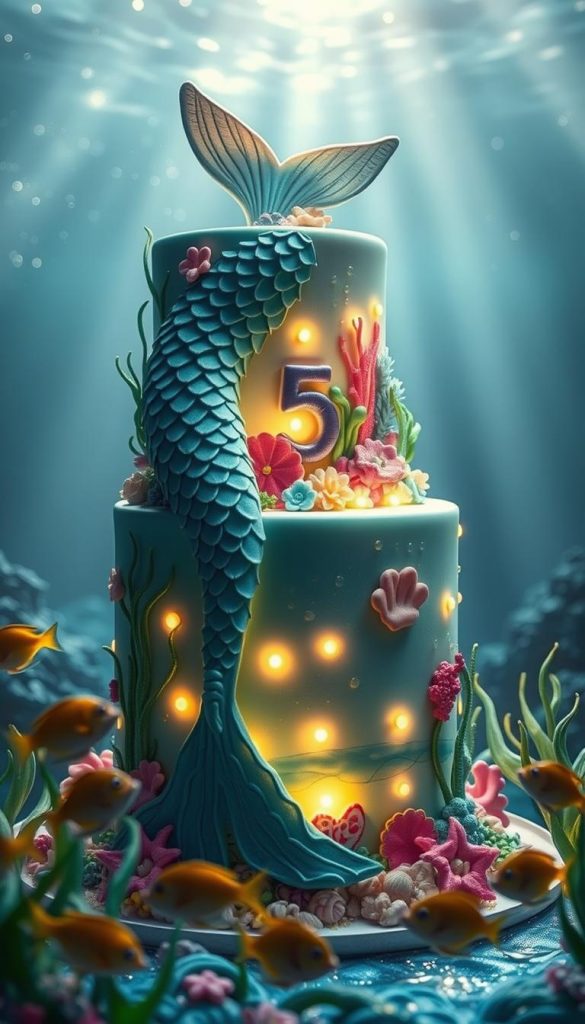 underwater-themed birthday cake