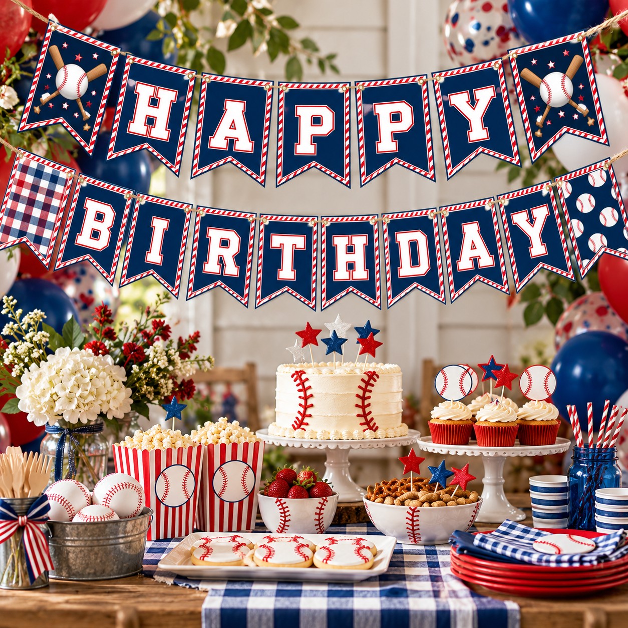 Baseball birthday party printable bunting and decorations