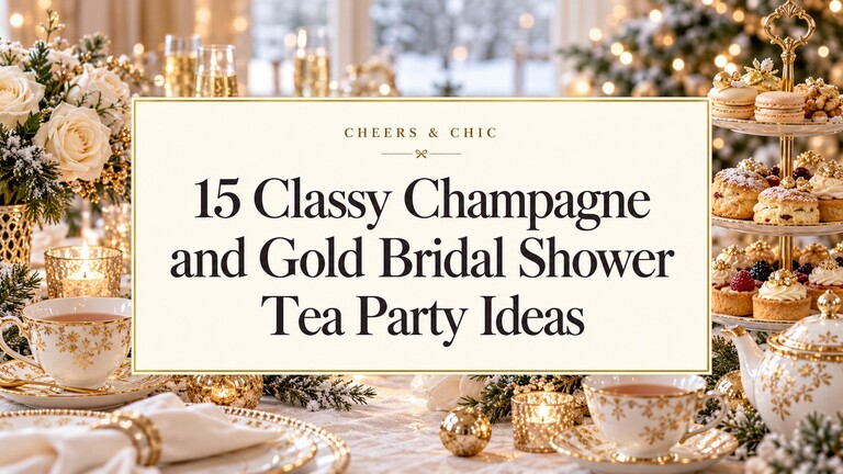 Champagne and Gold Bridal Shower Tea Party Ideas