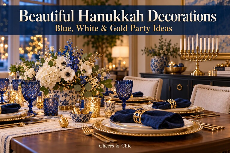 Beautiful Hanukkah Decorations-Blue, White & Gold Inspiration for a Beautiful Celebration