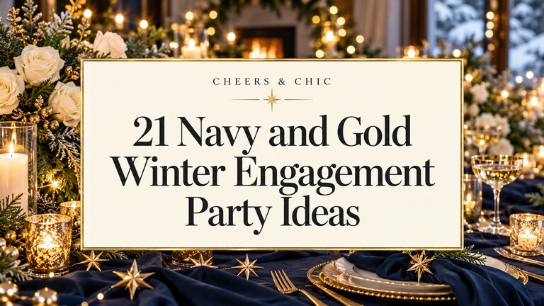 Navy and Gold Winter Engagement Party Ideas