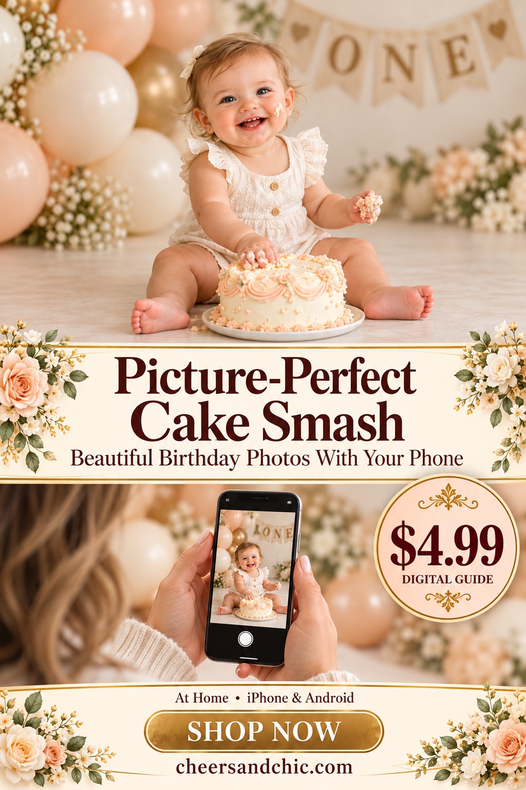 Picture-Perfect Cake Smash guide to taking baby's first birthday photographs at home with your phone